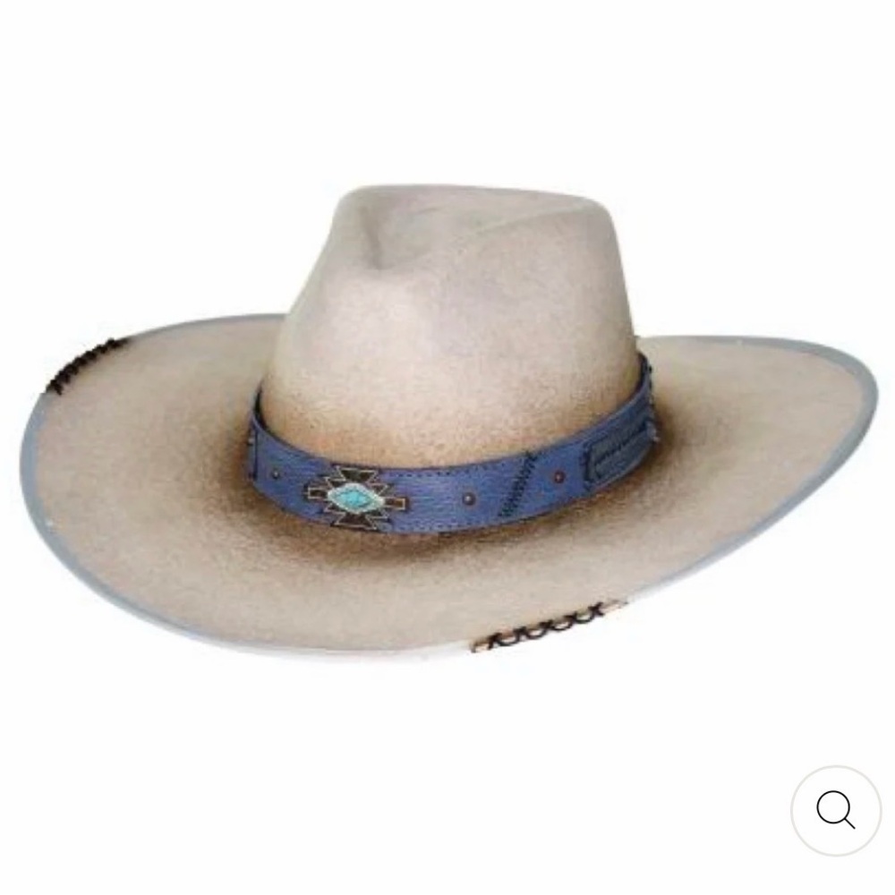 Light Grey and Blue Cowboy Hat